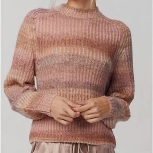 NAADAM Women's Striped Crew Neck Sweater - Pink and Brown